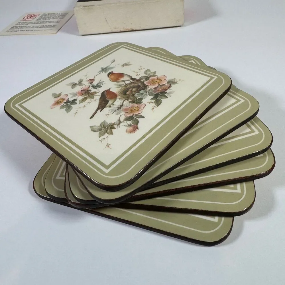 Pimpernel Coaster Set Of 6 Acrylic North American Song Birds De Luxe Finish NEW